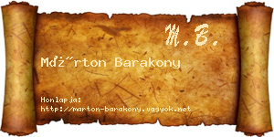 Márton Barakony névjegykártya